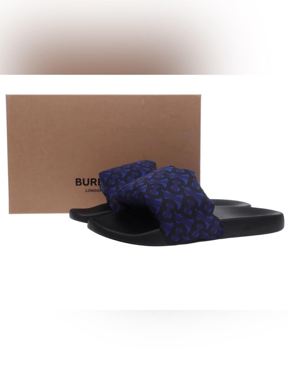 NEW BURBERRY MEN'S FURLEY PUFF ROYAL BLUE BEACH POOL SLIDE SANDALS SHOES 41/8